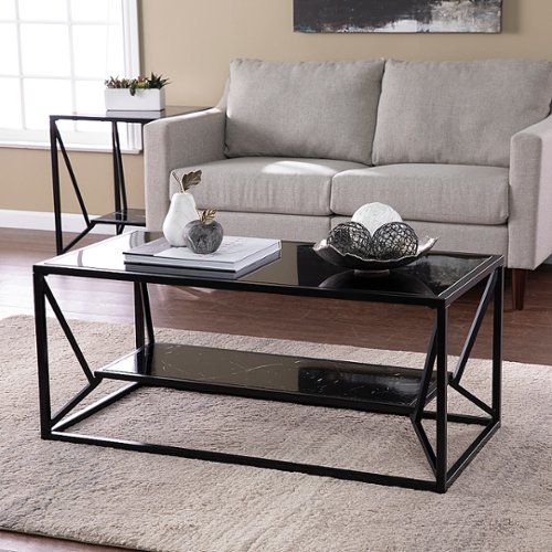 SEI Furniture - Argall Glass-Top Cocktail Table - Black finish