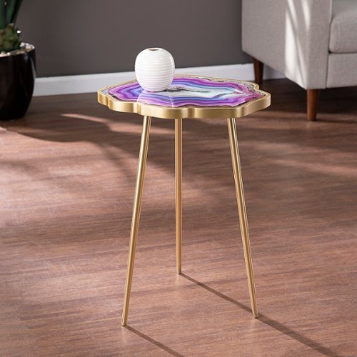 SEI Furniture - Norcova Accent Table - Purple faux agate and gold finish