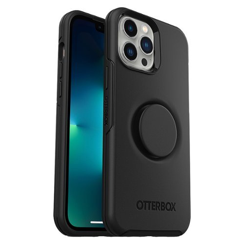 OtterBox - Otter + Pop Symmetry Antimicrobial Case with PopGrip for Apple iPhone 13 Pro Max / 12 Pro Max - Black