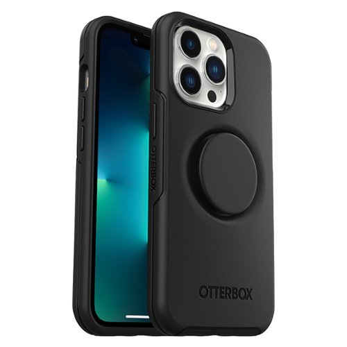 OtterBox - Otter + Pop Symmetry Antimicrobial Case with PopGrip for Apple iPhone 13 Pro - Black