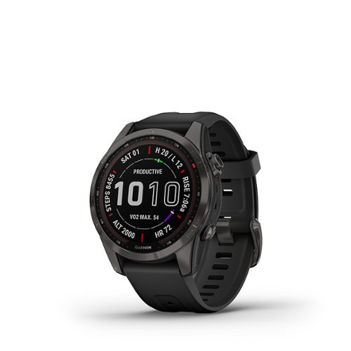 Garmin - fēnix 7S Sapphire Solar GPS Smartwatch 42 mm Fiber-reinforced polymer - Carbon Gray DLC Titanium-Front_Standard 
