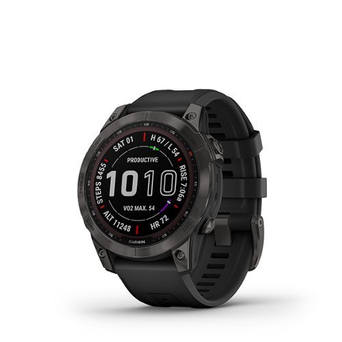 Garmin - fēnix 7 Sapphire Solar GPS Smartwatch 47 mm Fiber-reinforced polymer - Carbon Gray DLC Titanium-Front_Standard 