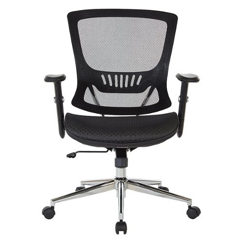 

OSP Home Furnishings - Mesh Screen Seat and Back Adjustable Manager's Chair - Black