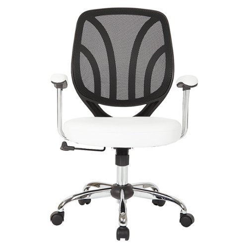 

OSP Home Furnishings - Screen Back Task Chair with Faux Leather Seat - White