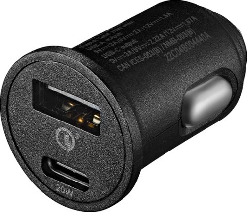  Insignia™ - 20W Vehicle Charger with 1 USB-C and 1 USB Port - Black