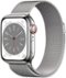 Apple Watch Series 8 (GPS + Cellular) 41mm Stainless Steel Case with Silver Milanese Loop - Silver - (2022)-Front_Standard