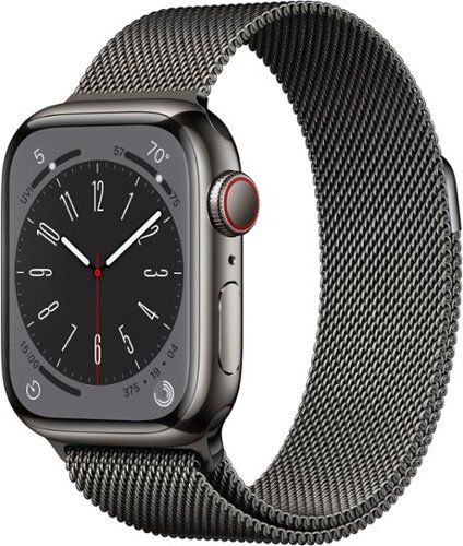 

Apple Watch Series 8 (GPS + Cellular) 41mm Stainless Steel Case with Graphite Milanese Loop - Graphite