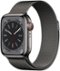 Apple Watch Series 8 (GPS + Cellular) 41mm Stainless Steel Case with Graphite Milanese Loop - Graphite - (2022)-Front_Standard