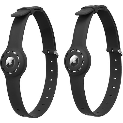 SaharaCase - Adjustable Silicone Dog Collar for Apple AirTag (Large Dogs) (2-Pack) - Black