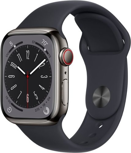 Apple Watch Series 8 GPS + Cellular 41mm Graphite Stainless Steel Case with Midnight Sport Band - M/L - Midnight