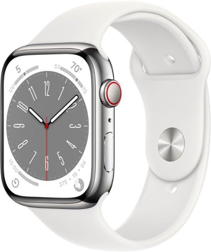 

Apple Watch Series 8 GPS + Cellular 45mm Silver Stainless Steel Case with White Sport Band - M/L - Silver