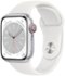 Apple Watch Series 8 (GPS + Cellular) 41mm Aluminum Case with White Sport Band - S/M - Silver - (2022)-Front_Standard