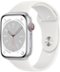 Apple Watch Series 8 (GPS + Cellular) 45mm Aluminum Case with White Sport Band - M/L - Silver - (2022)-Front_Standard