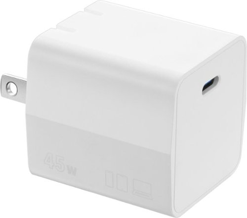  Insignia™ - 45W USB-C Compact Wall Charger for Chromebook, MacBook Air, Surface Pro, Smartphone, and Tablet - White