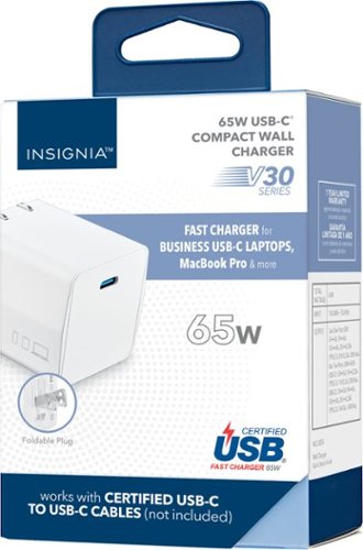 Insignia™ 65W USB-C Compact Wall Charger for MacBook Pro, MacBook Air, and most USB-C Laptops - White BUY IN MIDDLE EAST
