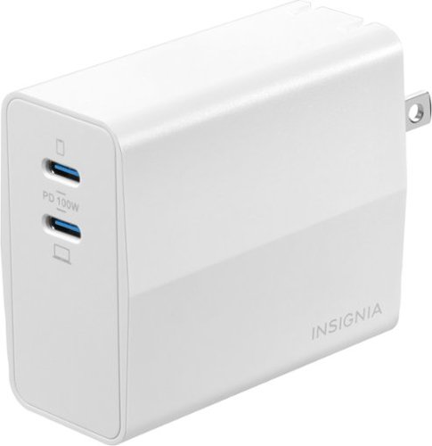 Insignia™ 100W Dual Port USB-C Foldable Compact Wall Charger Kit for MacBook Pro, Smartphone, Tablet, and More - White WORLDWIDE DELIVERY