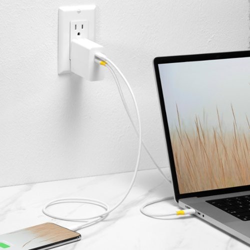 Insignia™ 100W Dual Port USB-C Foldable Compact Wall Charger Kit for MacBook Pro, Smartphone, Tablet, and More - White WHERE TO BUY