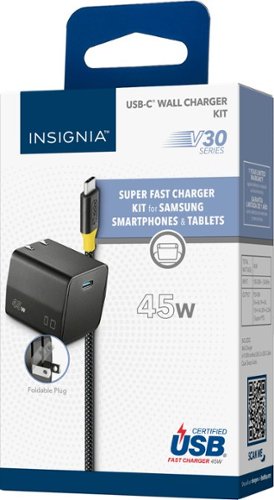 Insignia™ 45W USB-C Compact Super Fast Charging Wall Charger Kit for USB-C Smartphones & Tablets - Black BUY ONLINE