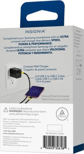 Insignia™ 45W USB-C Compact Super Fast Charging Wall Charger Kit for USB-C Smartphones & Tablets - Black BUY IN EUROPE
