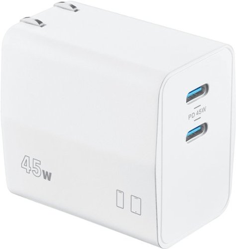 Insignia™ - 45W Dual Port USB-C Compact Wall Charger for All Mobile Devices - White