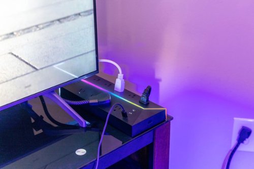 Titan 9 Outlet/2 USB-C/1 USB-A 5000 Joules Surge Protector with ColorChanging LED - Black SHOP ONLINE