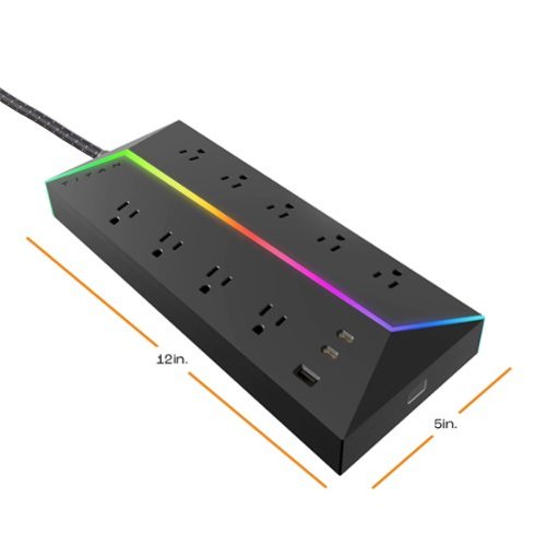 Titan 9 Outlet/2 USB-C/1 USB-A 5000 Joules Surge Protector with ColorChanging LED - Black BUY IN EUROPE