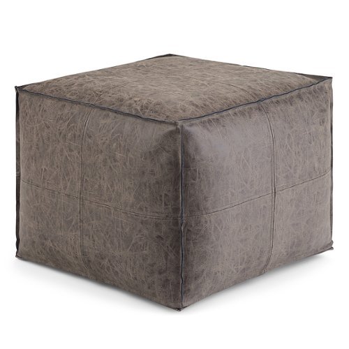 

Simpli Home - Elton Square Pouf - Distressed Brown
