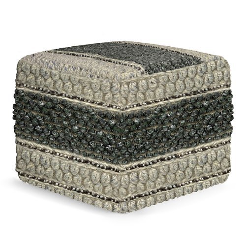 Simpli Home - Grady Square Pouf - Green and Natural