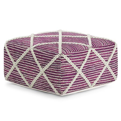 Simpli Home - Cowan Square Pouf - Magenta and Natural