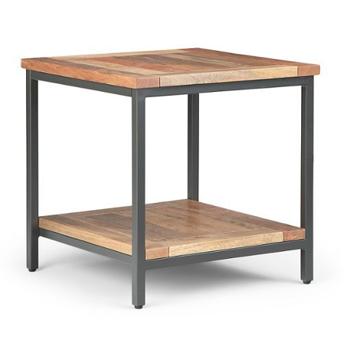 Simpli Home - Skyler SOLID MANGO WOOD and Metal 22 inch Wide Square Industrial End Table in - Natural
