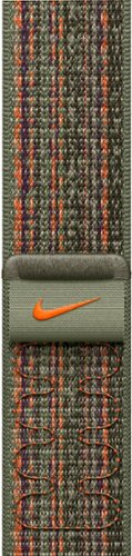 Apple - 45mm Sequoia/Orange Nike Sport Loop - Sequoia/Orange