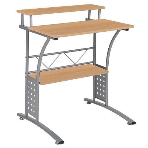 Flash Furniture - Clifton Computer Desk with Top and Lower Storage Shelves - Maple