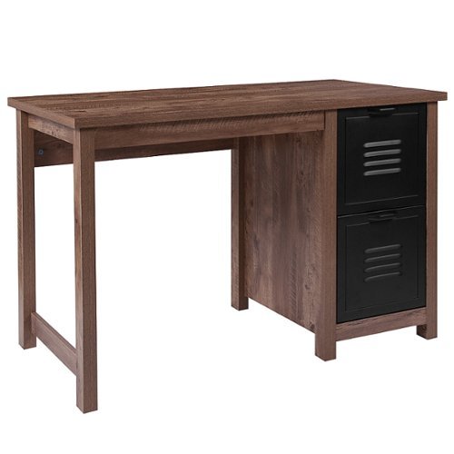 

Flash Furniture - New Lancaster Collection Rectangle Contemporary Laminate 2-Drawer Home Office Desk - Crosscut Oak