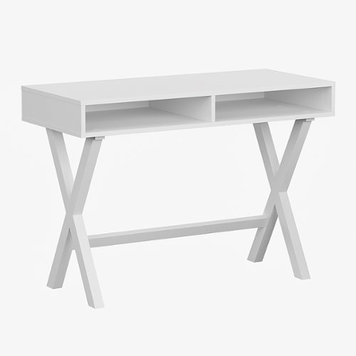 Flash Furniture - Home Office Writing Computer Desk with Open Storage Compartments - Bedroom Desk for Writing and Work - White