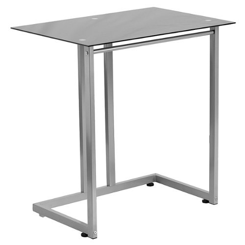Flash Furniture - Tempered Glass Computer Desk - Black Top/Silver Frame