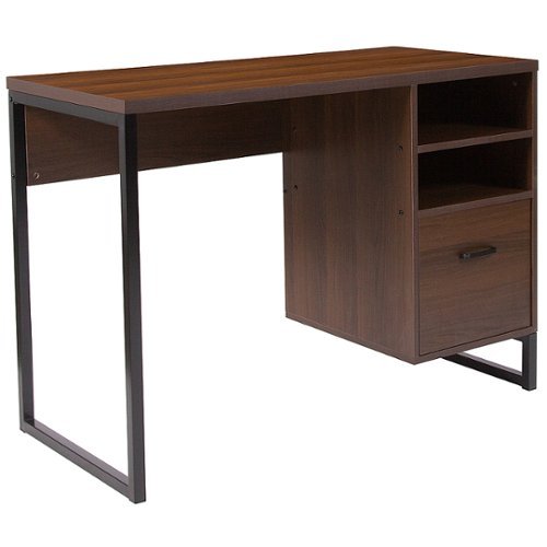 Flash Furniture - Northbrook Wood Grain Finish Computer Desk with Metal Frame - Rustic