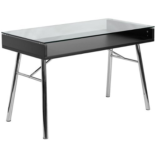 Flash Furniture - Brettford Desk with Tempered Glass Top - Clear/Chrome