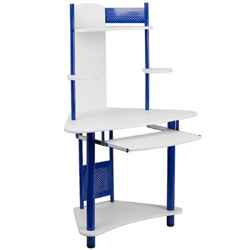 Flash Furniture - Corner Computer Desk with Hutch - Blue and White