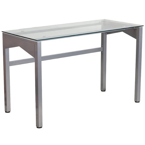 

Flash Furniture - Jayden Rectangle Contemporary Glass Home Office Desk - Clear/Silver