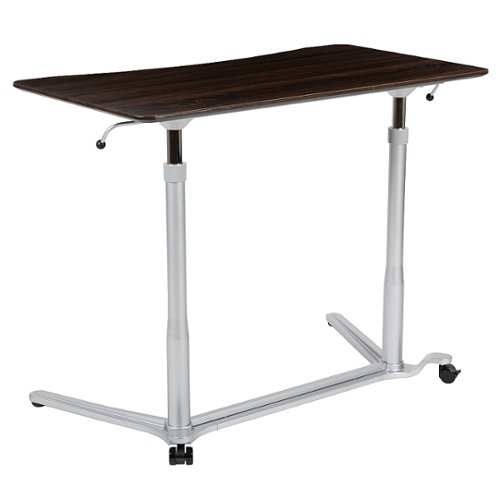 Flash Furniture - Sit-Down, Stand-Up Computer Ergonomic Desk with 37.375"W Top (Adjustable Range 29" - 40.75") - Dark Wood Grain