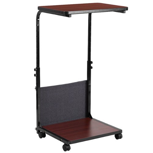 Flash Furniture - Mobile Sit-Down, Stand-Up Computer Ergonomic Desk with Removable Pouch (Adjustable Range 27'' - 46.5'') - Mahogany