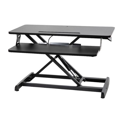 Flash Furniture - 32" Height Adjustable Sit to Stand Desk Riser with Keyboard Tray and Phone Slot - Black