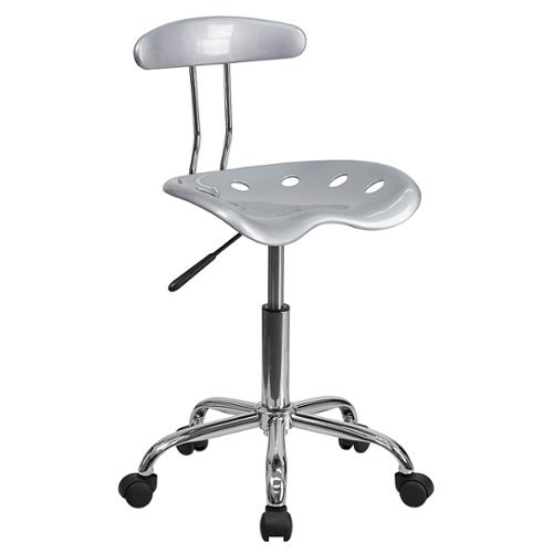 Flash Furniture - Vibrant and Chrome Swivel Task Office Chair with Tractor Seat - Silver