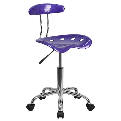 Flash Furniture - Vibrant and Chrome Swivel Task Office Chair with Tractor Seat - Violet