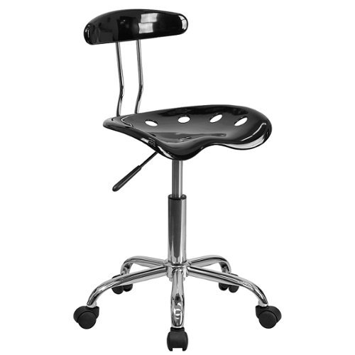 Flash Furniture - Vibrant and Chrome Swivel Task Office Chair with Tractor Seat - Black