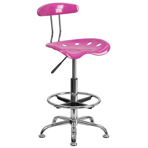 Flash Furniture - Vibrant Chrome Drafting Stool with Tractor Seat - Candy Heart