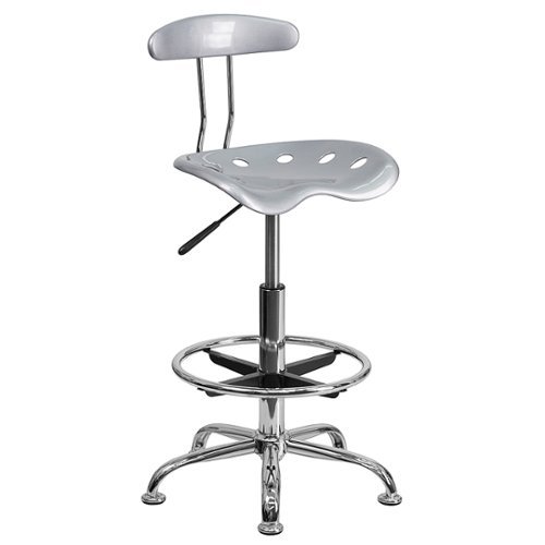 Flash Furniture - Vibrant Chrome Drafting Stool with Tractor Seat - Silver