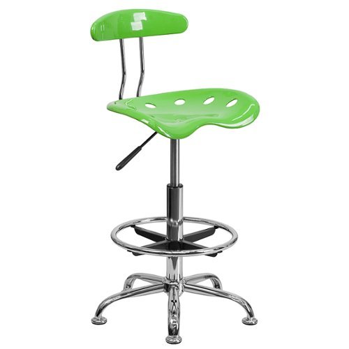 Flash Furniture - Vibrant Chrome Drafting Stool with Tractor Seat - Apple Green