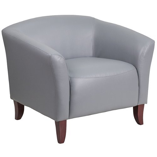 Flash Furniture - Hercules Imperial Series LeatherSoft Chair with Cherry Wood Feet - Gray