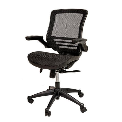 Flash Furniture - Mid-Back Transparent Mesh Executive Swivel Office Chair with Flip-Up Arms - Black Mesh/Black Frame